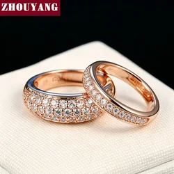 ZHOUYANG Wedding Ring For Women Elegant Cubic Zirconia Rose Gold Color Fashion Jewelry Austrian Crystals Gift ZYR061 ZYR109