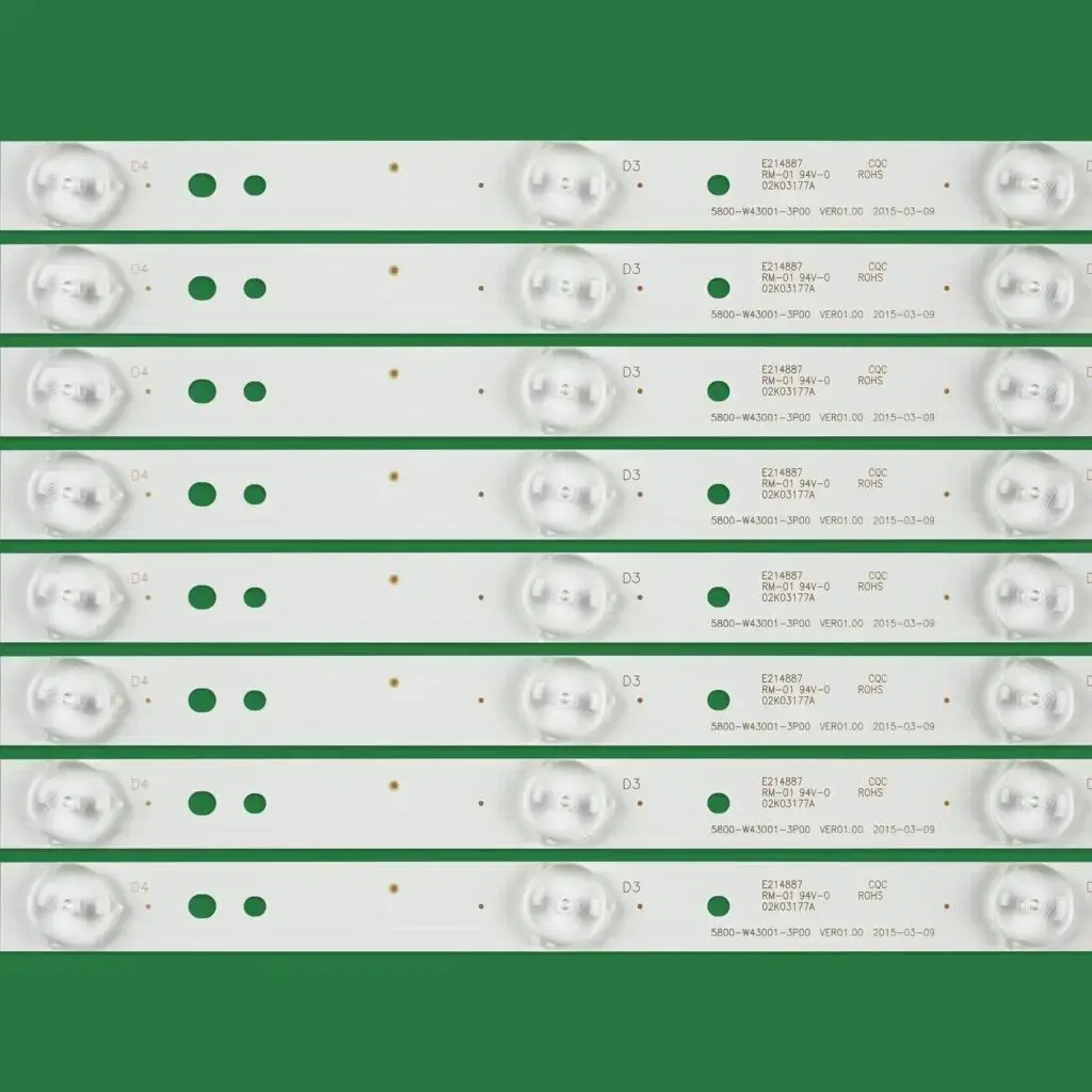 Tira de luz de fundo LED para tela LG, 43E3000, 43E3500, 43E6000, E465853, 5800-W43001-3P00, VER01.00, 02K03177A, RDL430WY, LD0-10D