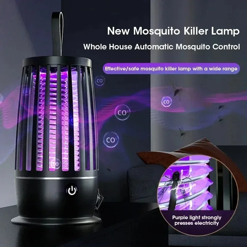 Lámpara Antimosquitos Electrónica Recargable por USB - Trampa para Insectos Silenciosa y Portátil para Uso en Interiores y Exteriores - Ideal para el Hogar
