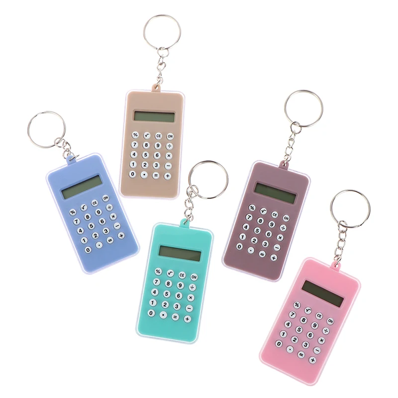 Portable Digital Calculator Kawaii Mini Calculator Pocket Display Cartoon Cute Creative Keychain Calculator Office Supplies