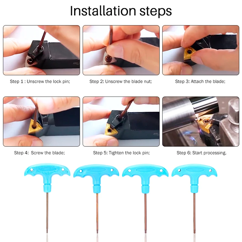XCAN T Wrench T8 T10 T15 T20 T shape Spannaer Key Torx Screw Driver Key CNC Lathe Carbide Insert Accessories Tool Turning Tool