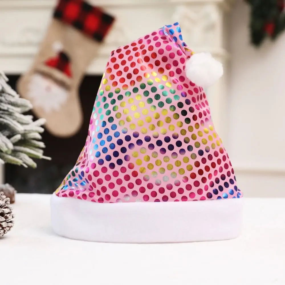 

Printed Beads Christmas Hat with Ball Merry Christmas Decoration Santa Claus Hat New Year Dress Up Velvet Beanie Christmas