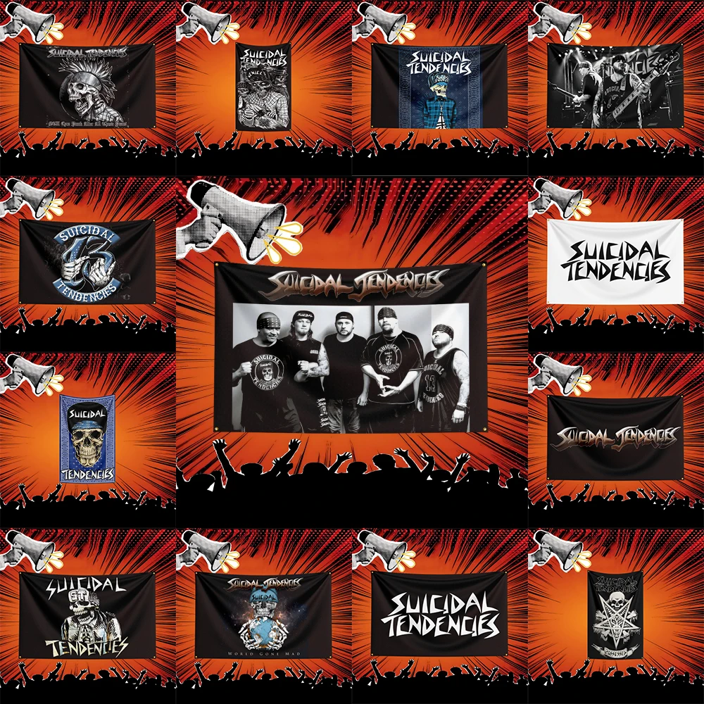 Suicidal Tendency Inspired Rock Music Flag  Polyester Banner For Bedroom Wall Decor Music Fans Gift