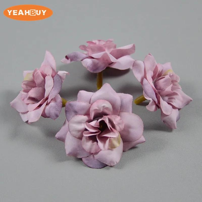 50 Uds. Cabezas de flores rosas de seda de 26 colores, flor de simulación para el hogar, decoración de boda para álbum de recortes, artesanía,