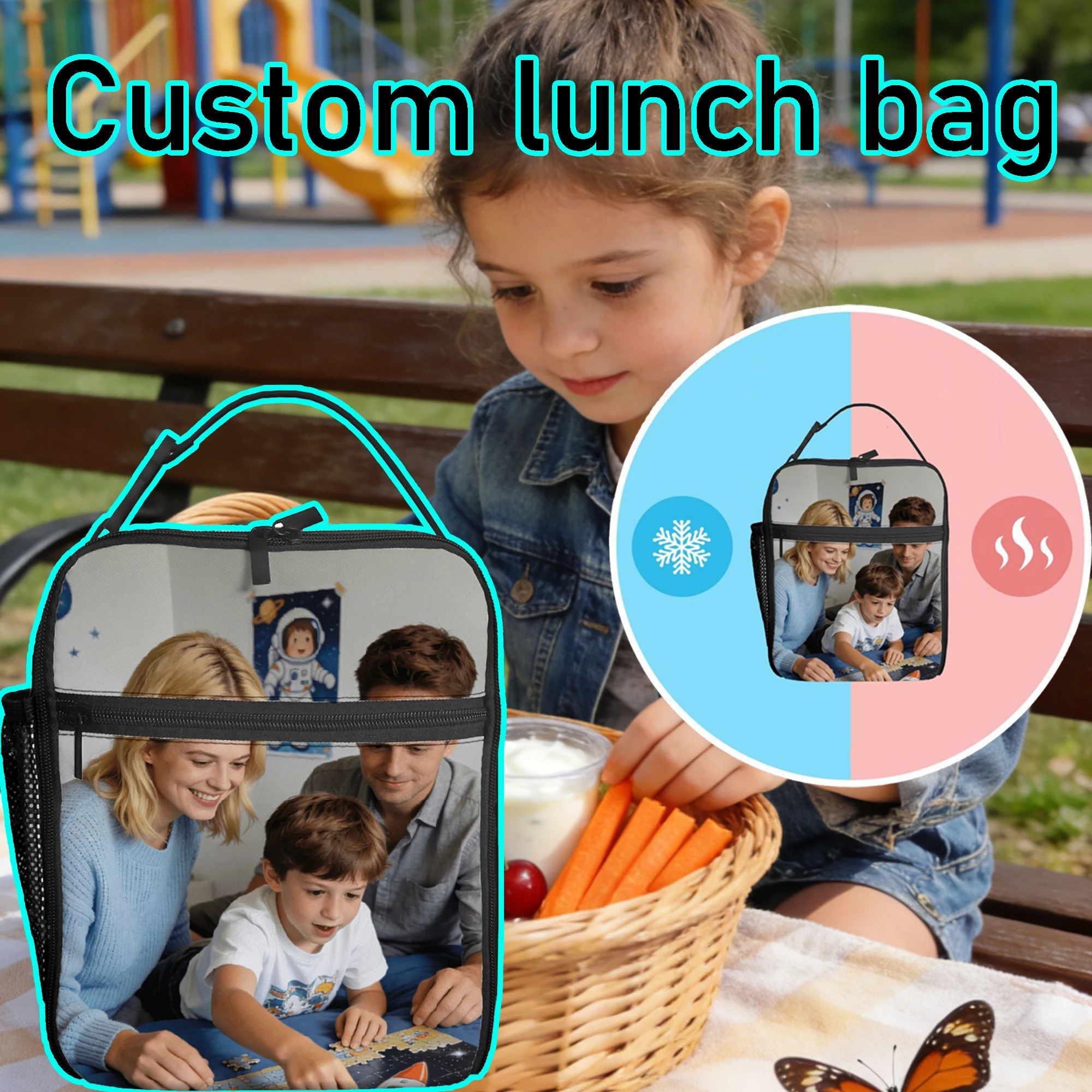 

1pc Custom lunch bags, handbags, bento bags, high quality, insulated, gifts, personalized commemorative bags for friends, family