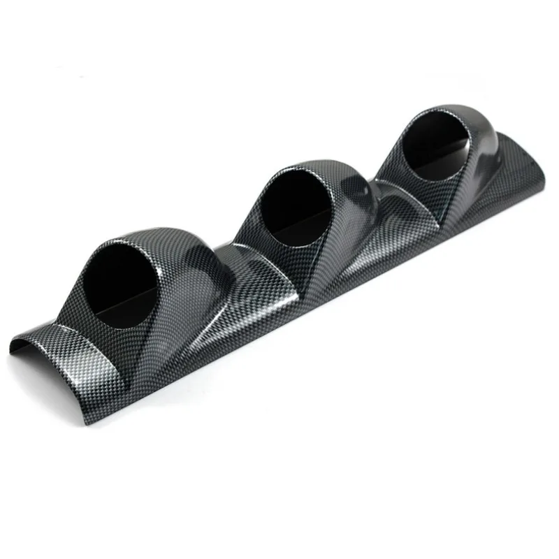 52Mm A-pillar car modified instrument frame, three-hole table holder, triple table, carbon fiber, bright silver, black.