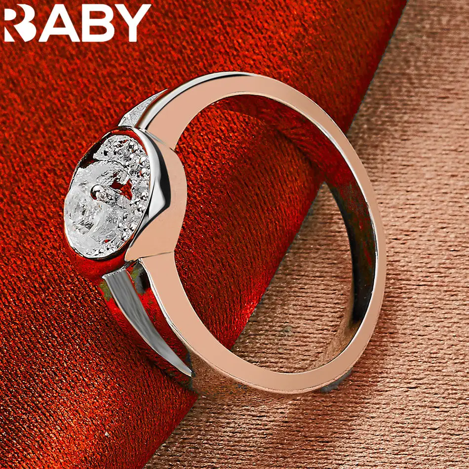 

URBABY 925 Sterling Silver Zircon Wedding Ring For Men and Women Fashion Jewelry Classic Grace Noble Engagement Accessories