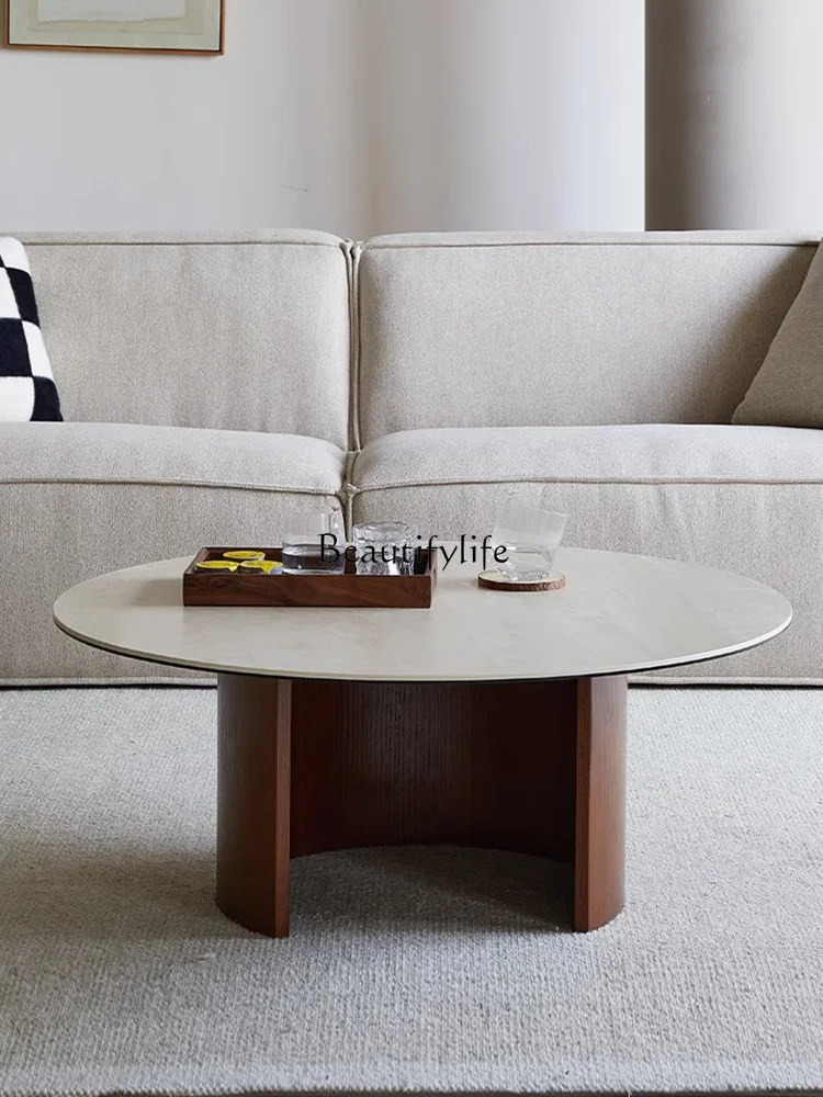 

Cream wind round coffee table living room household small apartment