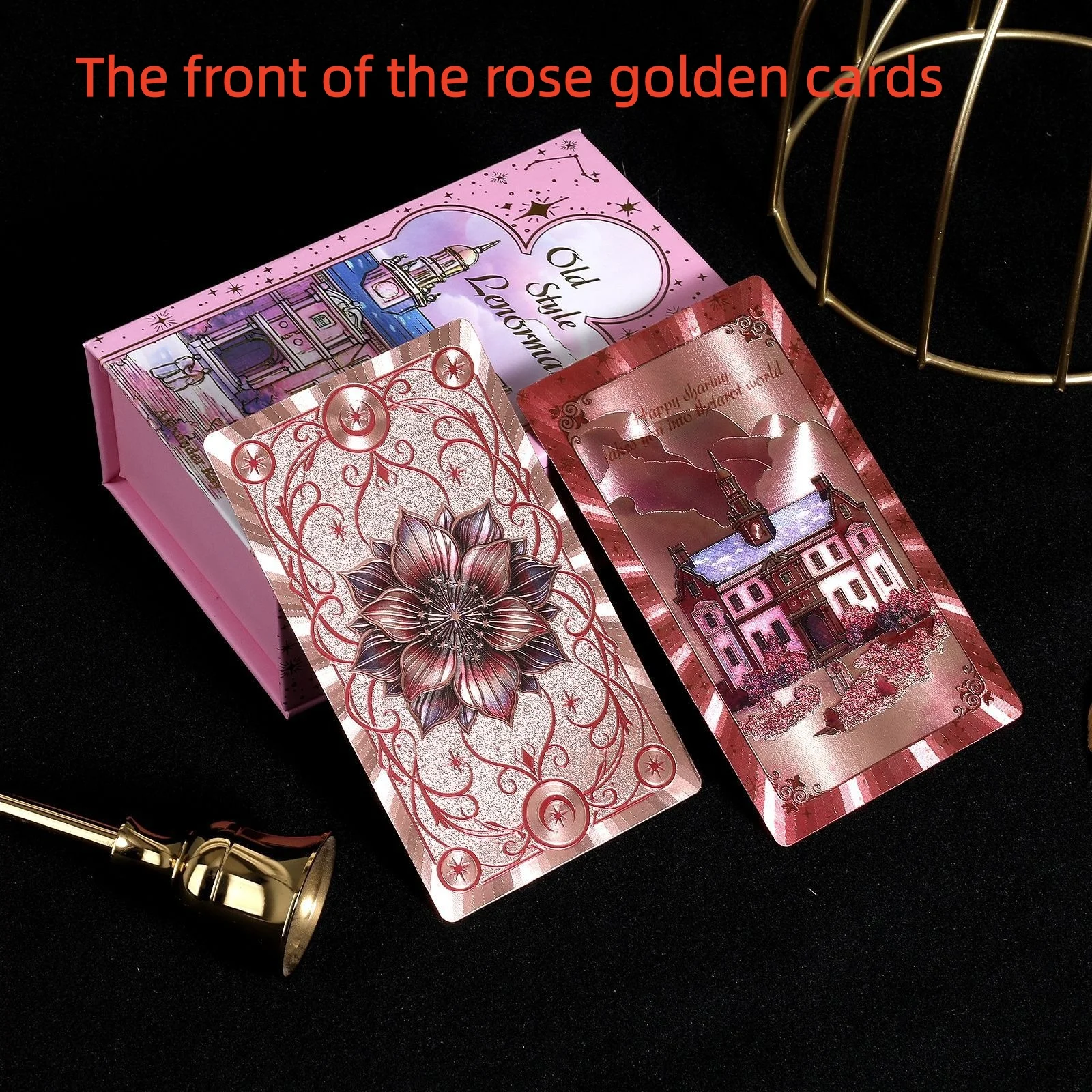 12*7cm Old Style  Lenormand Oracle Cards, PVC Gold Foil Fortune Telling Deck for Beginners & Professional, Old Style Design