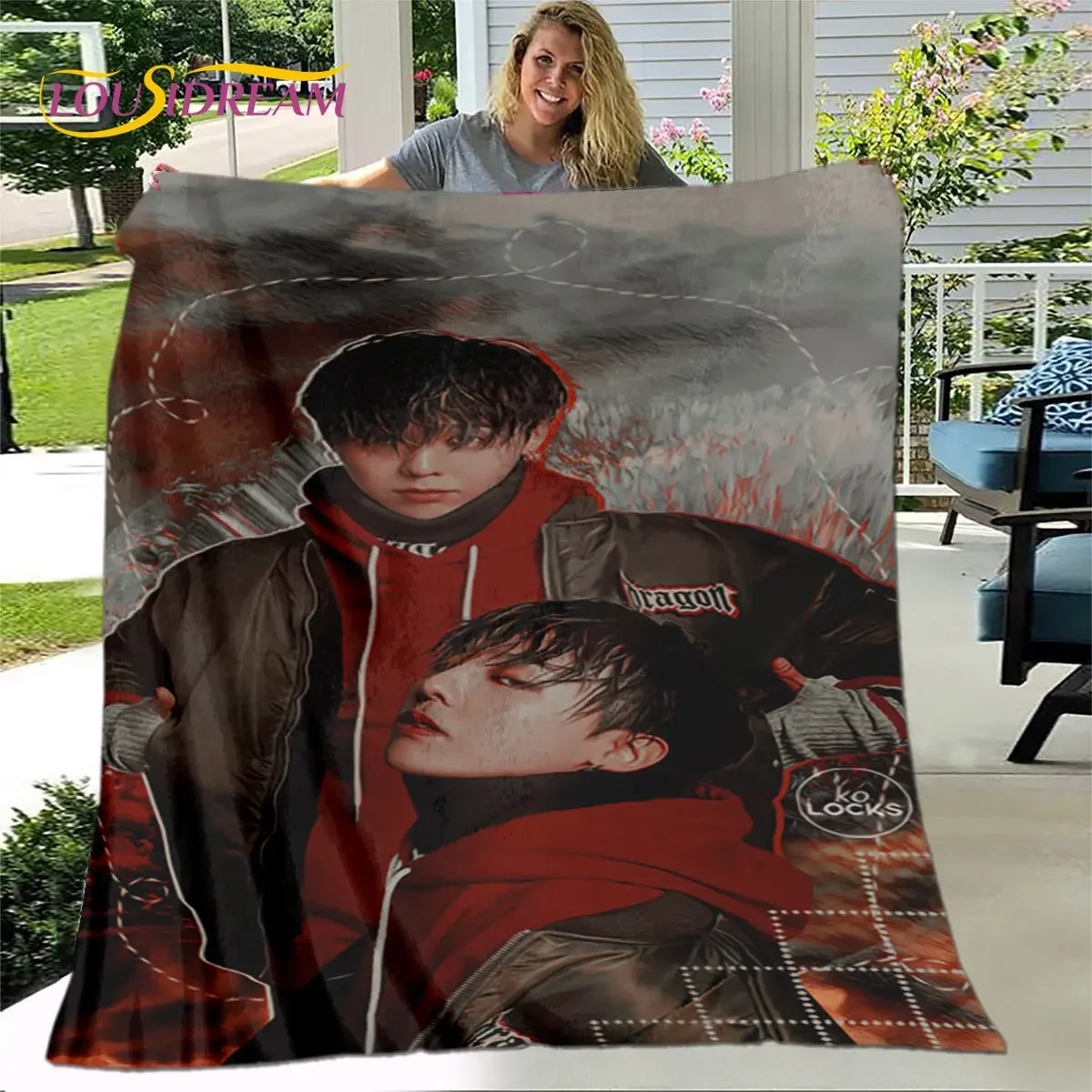 Kpop Bigbang Pop Art Singer Soft Plush Blanket,Flannel Blanket Throw Blanket for Living Room Bedroom Bed Sofa Picnic Cover Kids