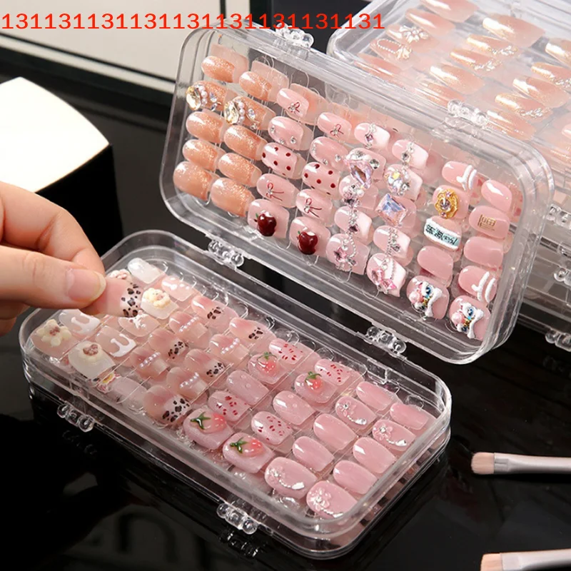 Three-Fold Press-On Nail Storage Boxes Transparent Plastic Nail Storage Box Press-On Nail Organizer For False Nails Display