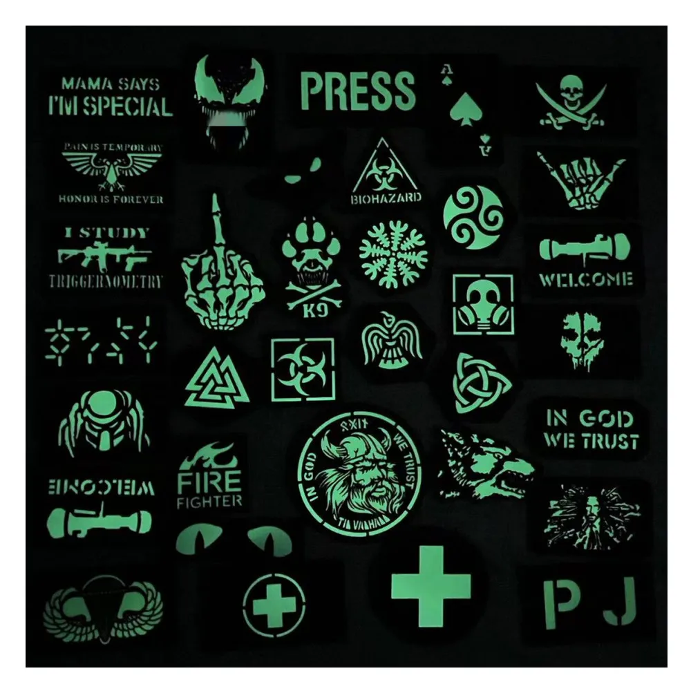 Glow-in-the-dark Patch Cats Eye First Aid Military Action Armband Tactical Sniper Badge Luminous Patch Embroidery Hook and loop