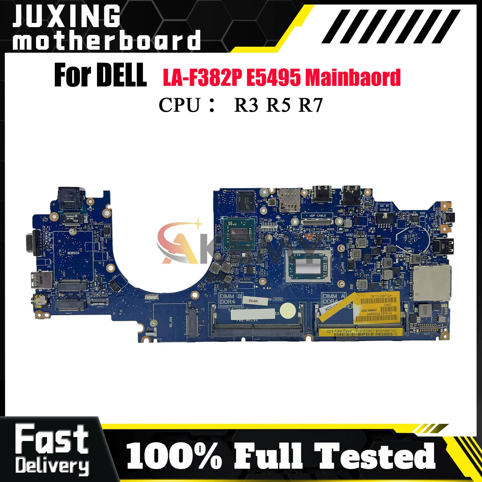 

CN-06WXV8 0RWXV8 RWXV8 LA-F382P для материнской платы ноутбука DELL Latitude E5495 5495, процессор R3 R5 R7, 100% полностью протестировано