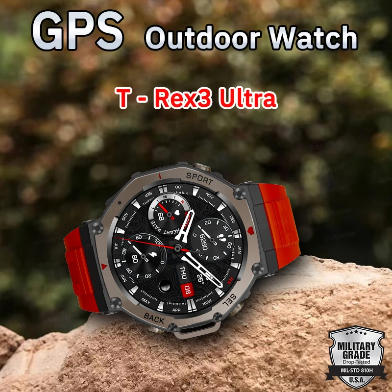 

For Xiaomi Outdoors New T-Rex 3 Military GPS Smart Watch Men 10ATM IP69K Waterproof Watch Compass Altimeter Barometric Bracelet