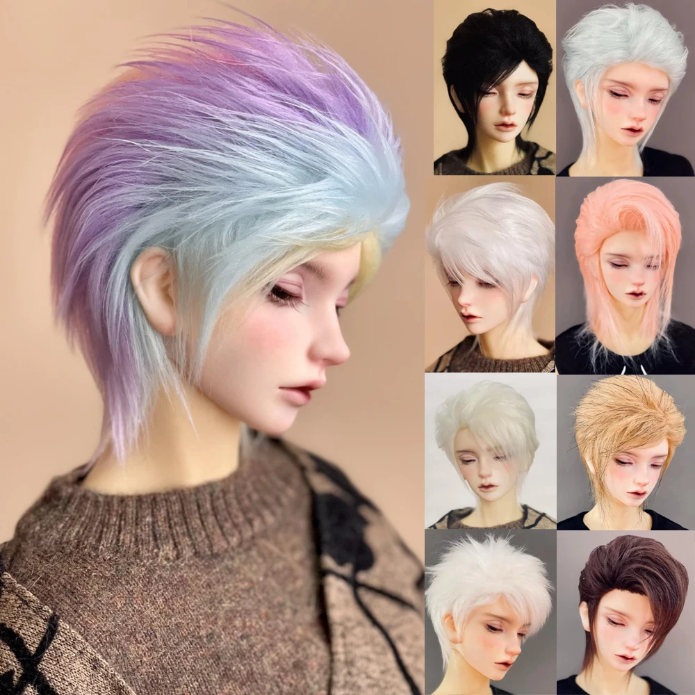 D04-A130-1 Children Handmade Toy 1/8 1/6 1/4 1/3 Uncle Doll BJD/SD Doll Accessories DIY Middle Length Hair White Pink Brown Wig1
