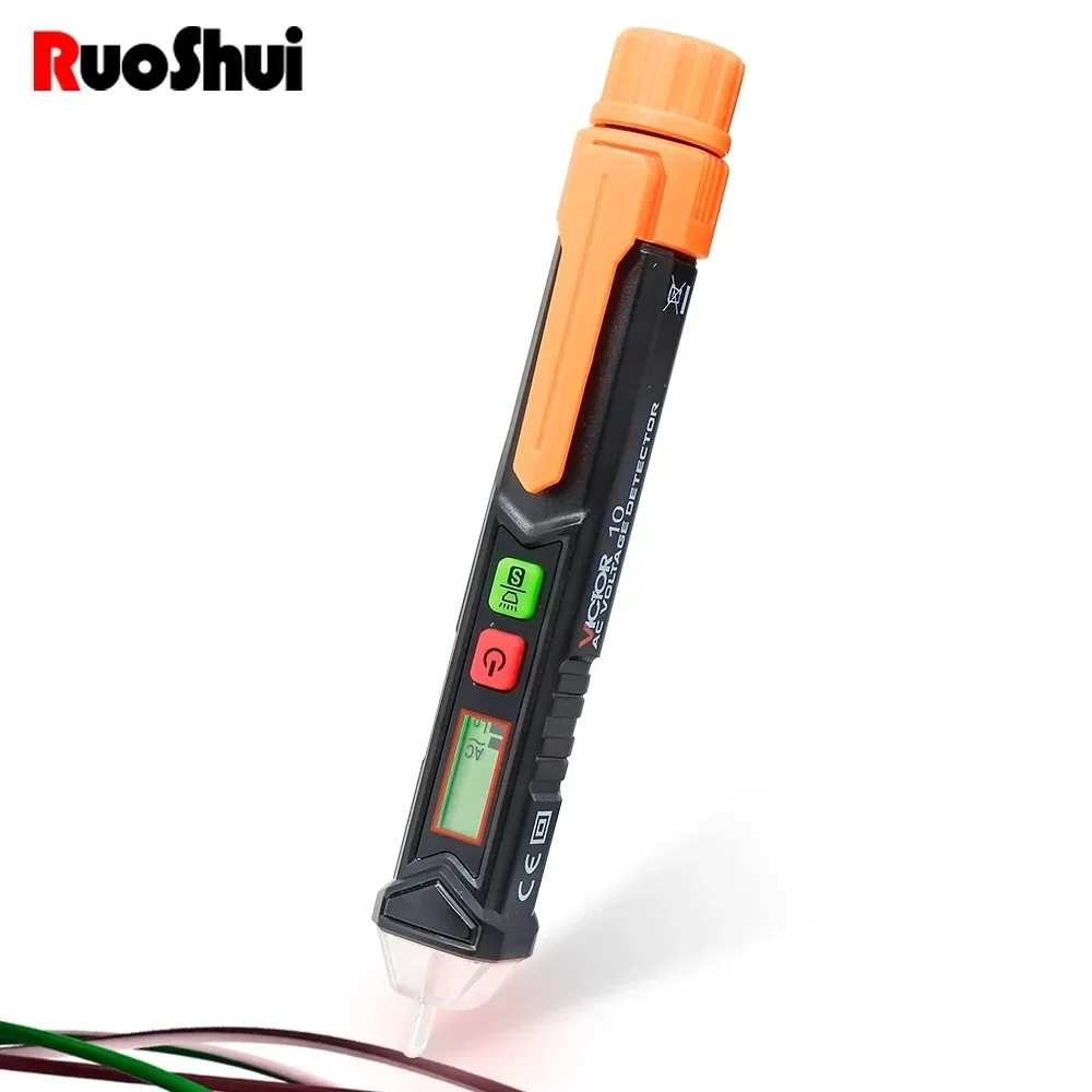 RuoShui 10 Non-Contact AC Voltage Detector Meter LCD Display NCV Sensitivity Alarm Electric Circuit Breaker Finder Pencil Tester