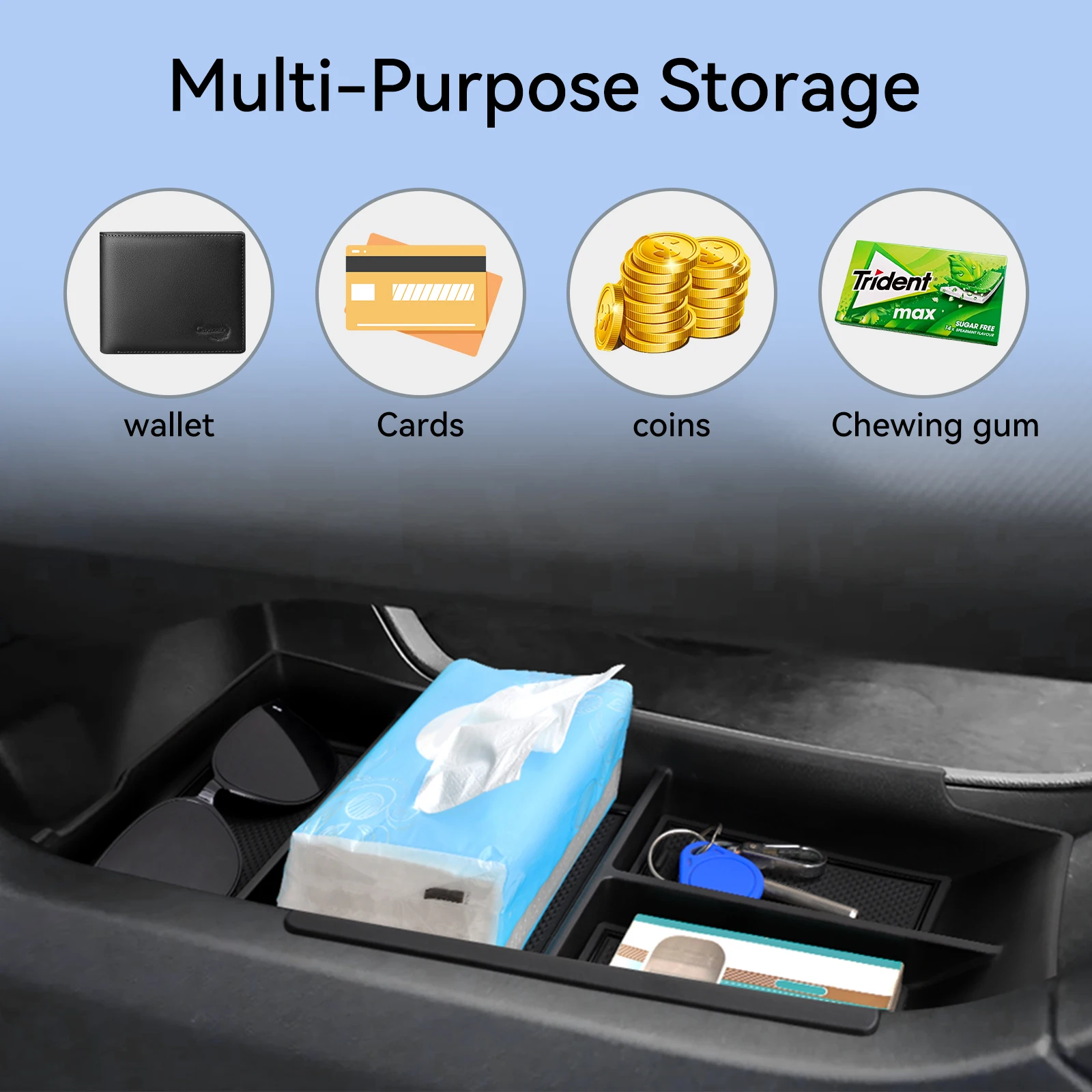 Untuk Chevrolet Equinox EV 2024 2025 Kotak Penyimpanan Mobil Aksesori Interior Konsol Tengah Organizer Bawah Kotak Penyimpanan Baki