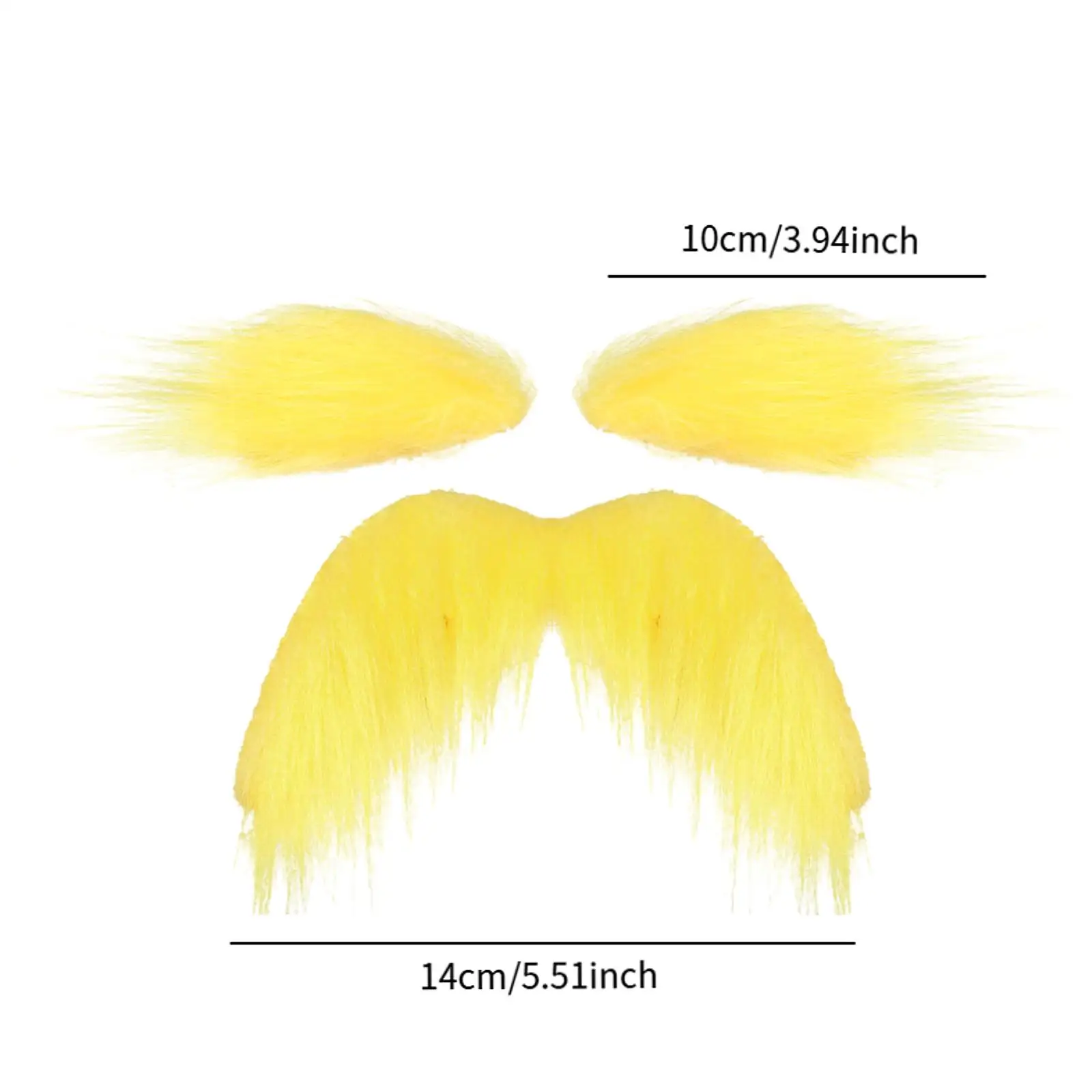 Pack De 3 Bigotes Y Cejas Amarillos Para Disfraz, Barba Y Cejas Postizas De Fibra Sintética, Accesorio De Halloween Y Cosplay, Medidas Ceja 9x2 Cm Y Barba 13x8 Cm