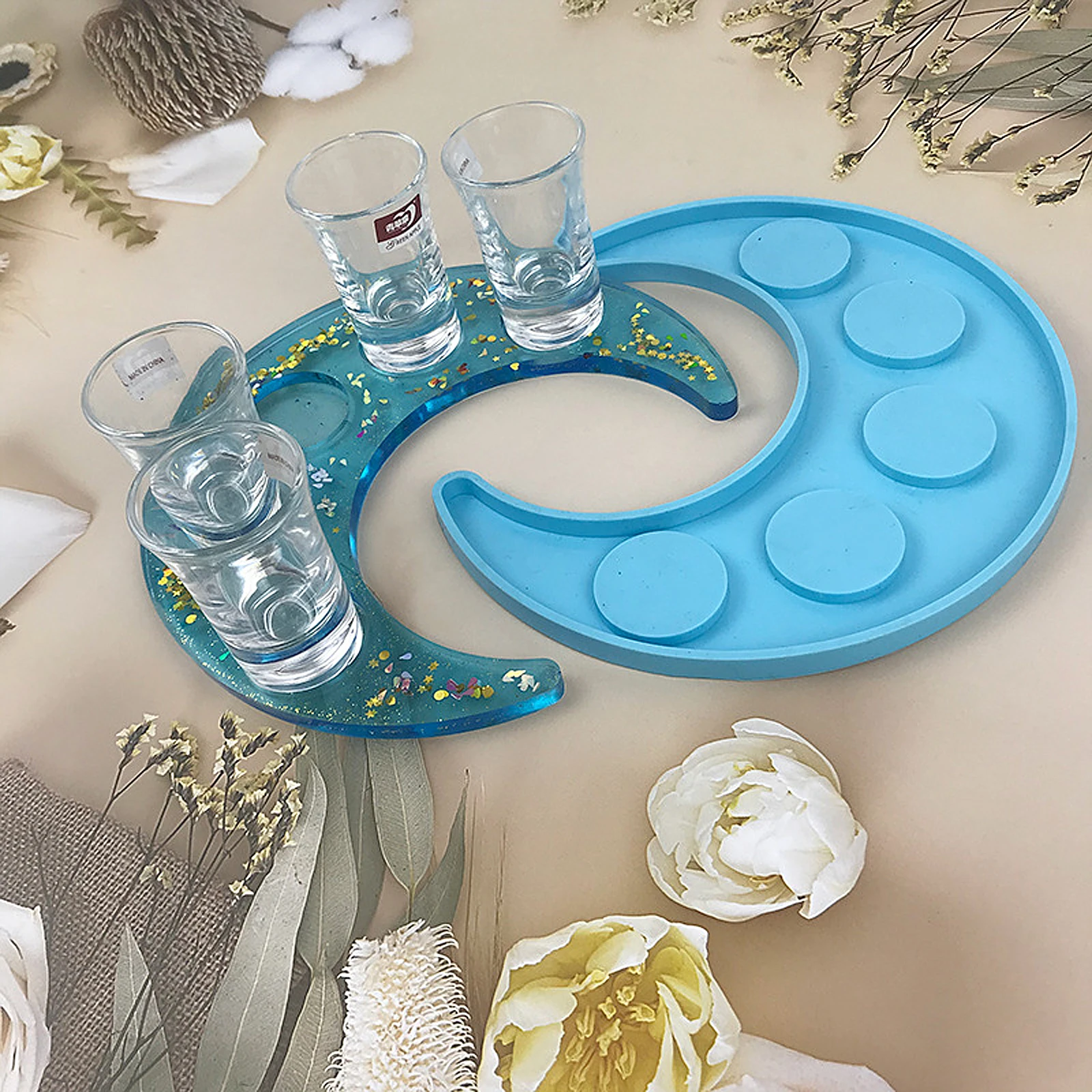 

Glass Mold Silicone Epoxy Resin Craft Diy Mold Durable Soft Casting Holder Drop Crystal Push Out Diy Mica Molds