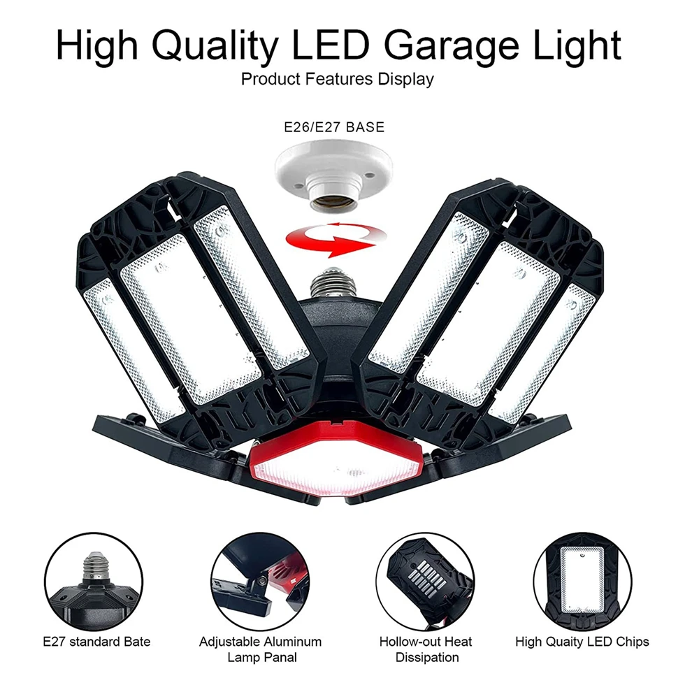 E27 변형 가능한 LED 차고 빛 높은 베이 워크샵 천장 조명 LED 팬 DeformableIndustrial 램프 워크샵에 대 한