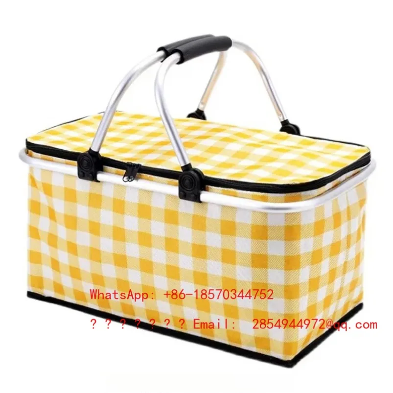 Handheld Picnic Basket, Large Capacity Insulated Aluminum Foil Picnic Camping Bento, Storage Insulated Picnic Bag