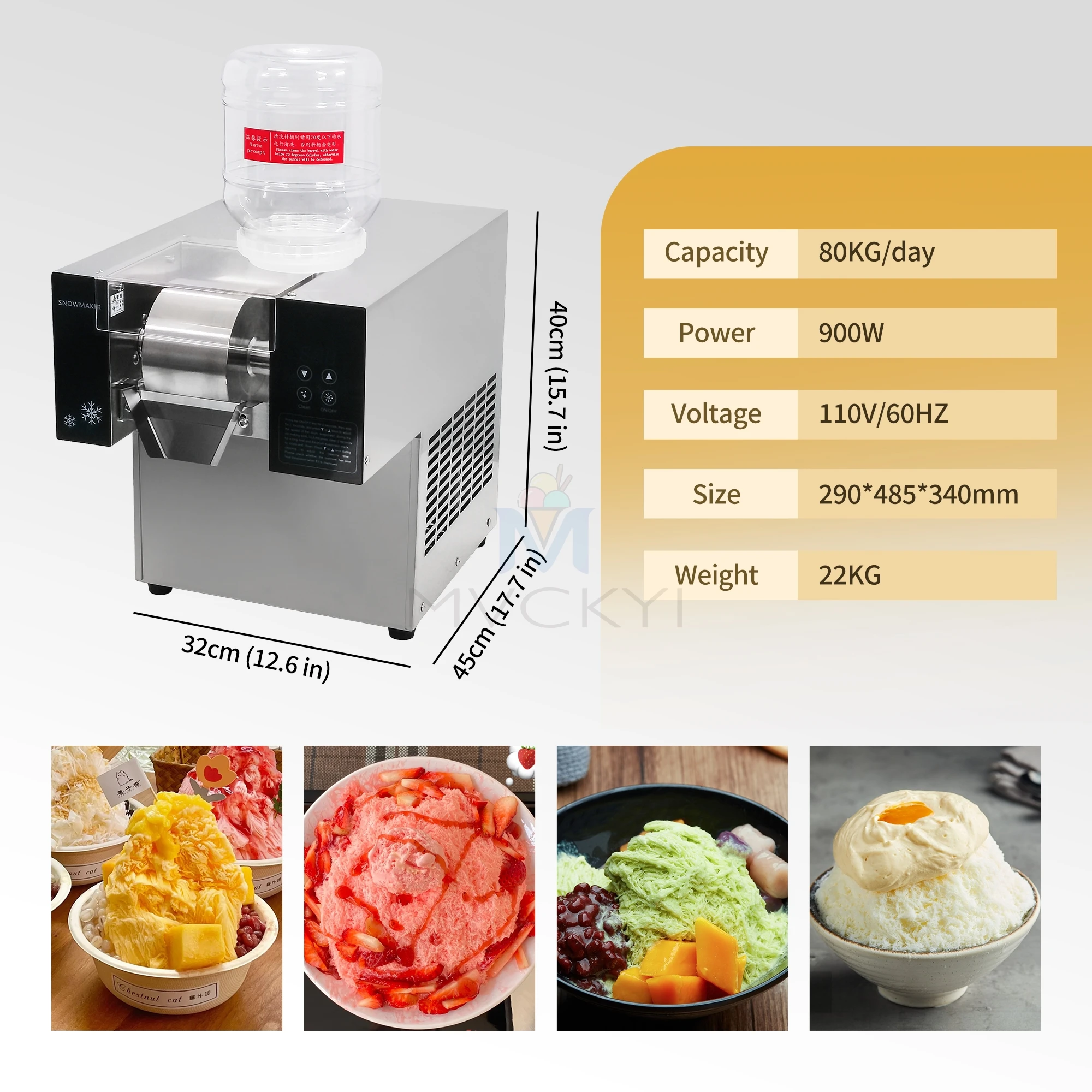 Mvckyi 80kg/24H Korea Bingsu Machine Air Cooling Touch Screen Control Snow Ice Maker Shaver Machine Snowflake Ice Machine