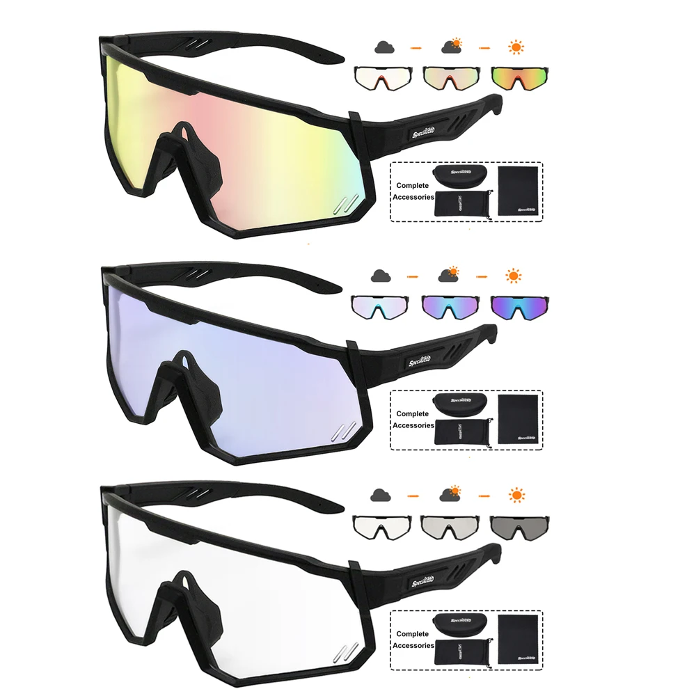 3Pcs Photochromic Clear Anti-Splash Work Safety Glasses Eye Protecting Lab Wind Dust Proof Goggles Outdoor Cycling With Box