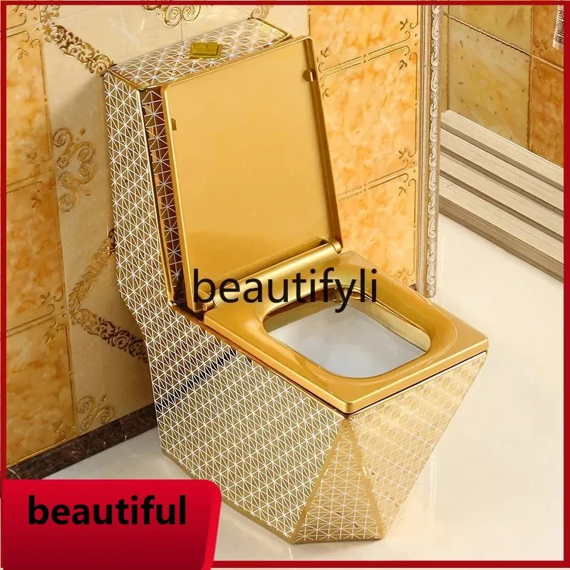 

Z189 Бытовой смывной золотой сифон для унитаза, водосберегающий европейский унитаз, квадратный алмазный цвет, керамика