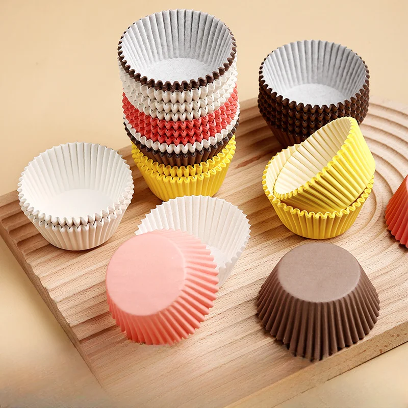 

100pcs Disposable Cake Cups High Temperature Resistant Baking Cookie Wrapping Paper Tray Anti-stick and Oil-proof Muffin Cups