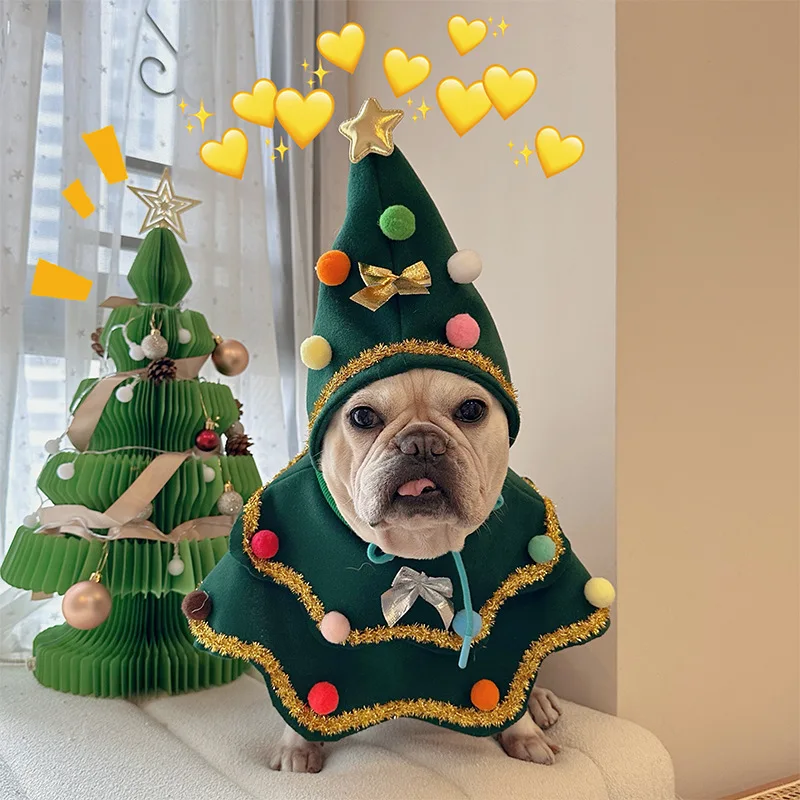 2023 New Christmas Pet Clothes Christmas Tree Pet Cape Shawl Dog Transformed Into Holiday Gifts Ropa Para Perro Puppy Clothes