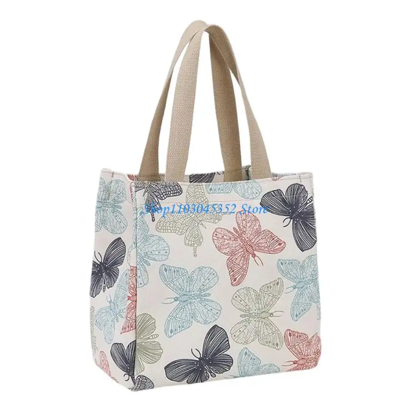 

Large Capacity Canvas Toted Bag Reusable Grocery Cloth Bag Lunch Box Container