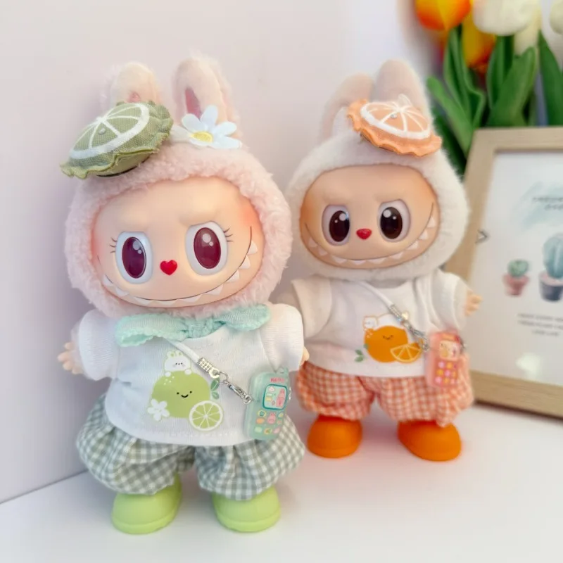 

2025 New Plush Doll Clothing Accessories Lime Orange Headwear Set Versatile Casual Clothing for Labubu