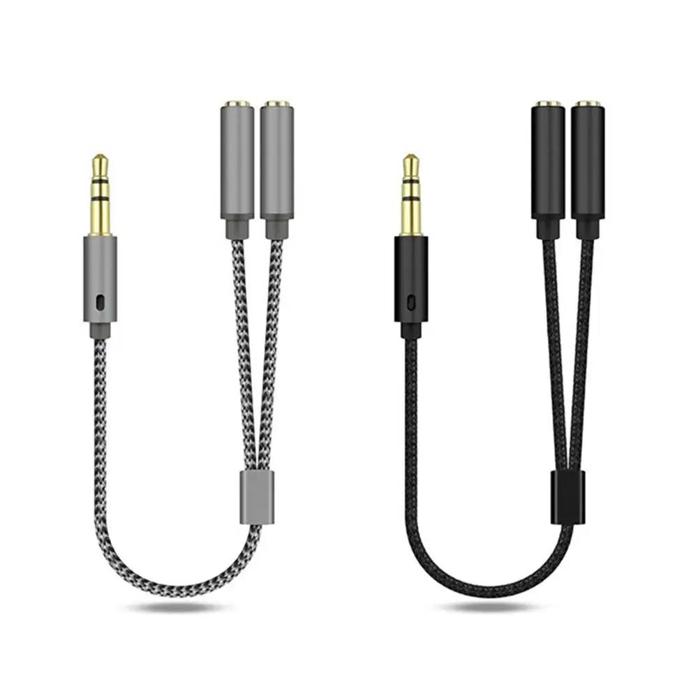 3.5mm Headset Adapter Headphone Mic Y Splitter Cable 3.5mm AUX Stereo Audio Male to 2 Female Separate Audio Microphone Plugs