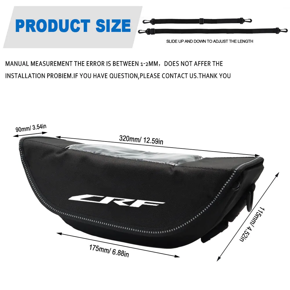 Bolsa de almacenamiento para manillar de motocicleta, bolsa impermeable y a prueba de polvo para CRF450X CRF250F CRF125F CRF125FB CRF110F