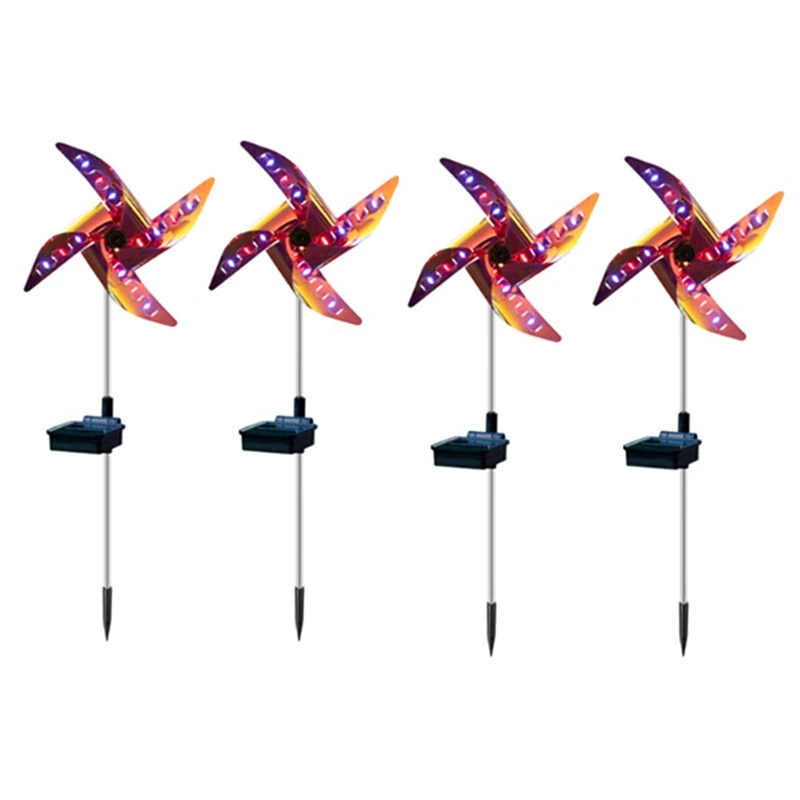 

4Pcs Solar Powered Outdoor Windmill Lamp Holiday Lights 32LED Spot Light Garden Decor Windmill Waterproof Night Light