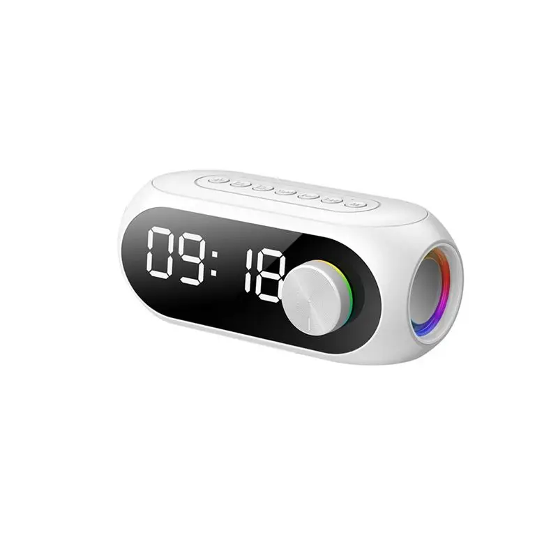 ABMF Alarm Clock Portable Bluetooth Speaker with FM Radio Subwoofer, Wireless Sound Box Music Player, 1400mAh Battery for Home