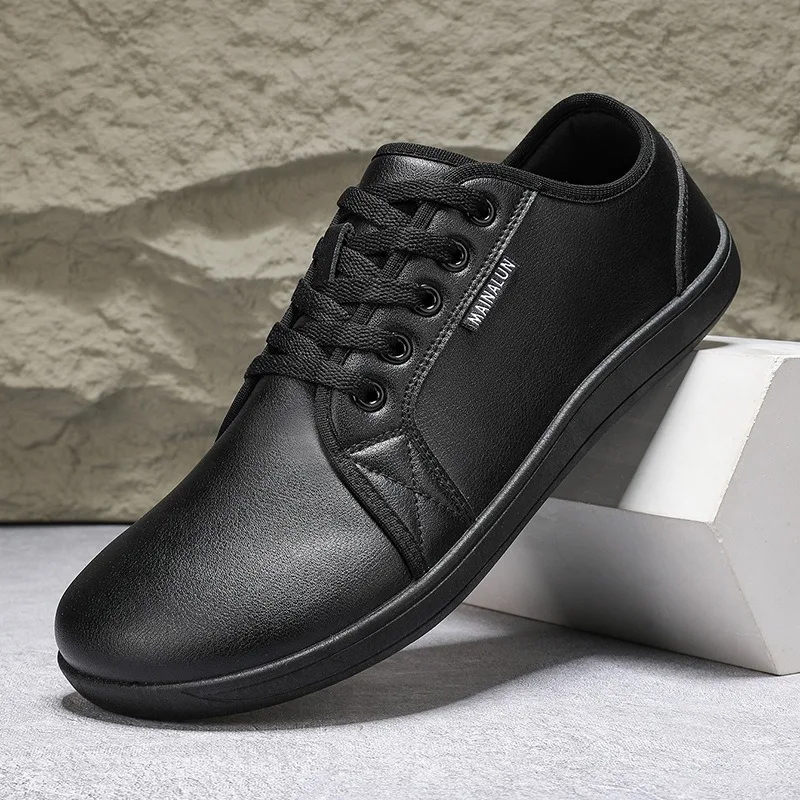 Men's Barefoot Shoes Fashion Wider Leather Casual Shoes Comfortable Walking Flats Luxury Men's Sneakers Large Size48 Male Shoes