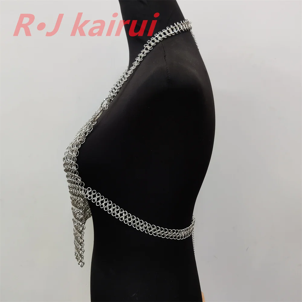 جديد RJ موضة اليدوية Chainmail قلادة طبقات سبائك الحديد سلاسل درع البرازيلي Bellyband مجوهرات فستان رقص الإكسسوار 2 ألوان
