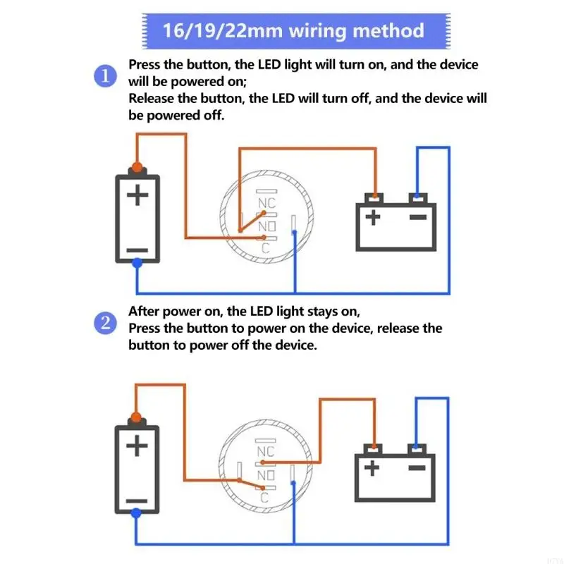 Metal Momentary Push Button 12mm with Two Wire Leads, Press Hold Control Pack of 5 for Control Panel D7YA