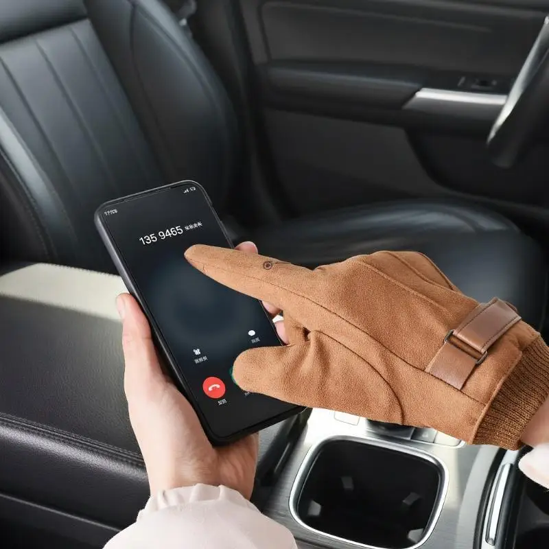 

Suede Cycling Gloves For Men Winter Thick Gloves Hiking Polyester Touch Screen Warm Fluffy Motorcycle Soft Delivery Riders Glove