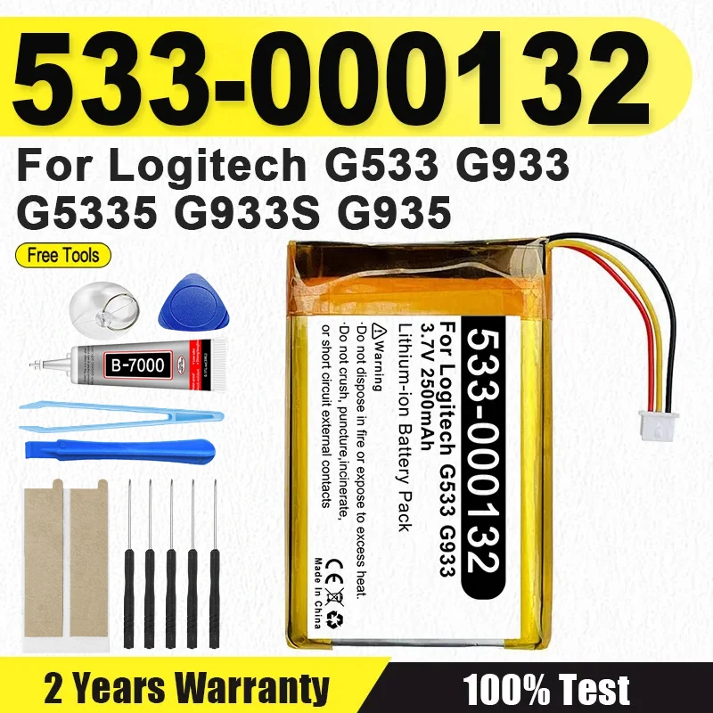 

Совершенно новый аккумулятор 533-000132 для Logitech G533 G933 2500 мАч 603450 533-000132 аккумуляторная батарея + бесплатные инструменты