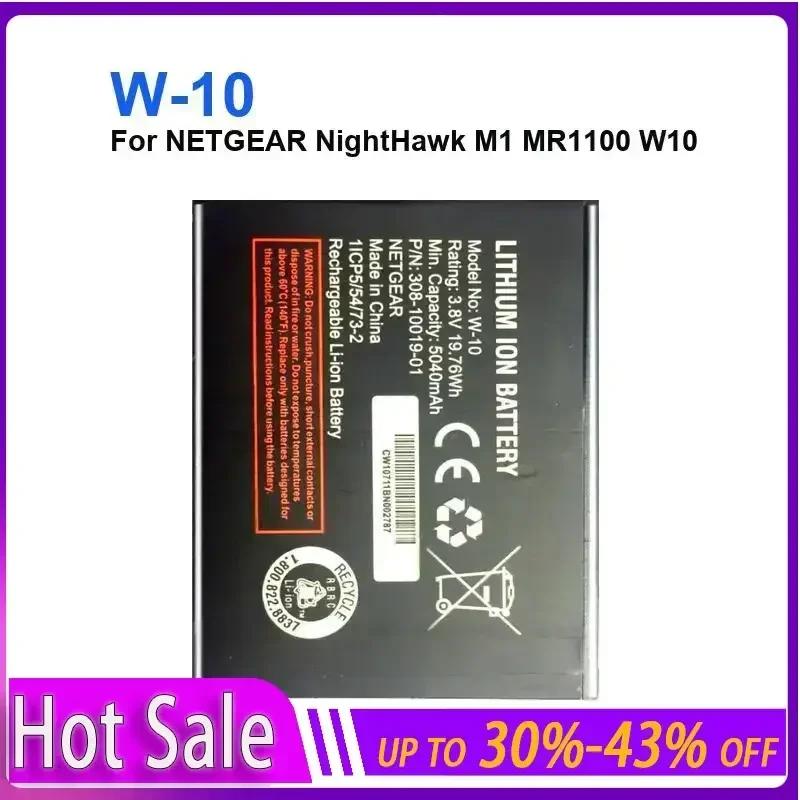 

Сменный аккумулятор W-10 для телефона NETGEAR Nighthawk M1 MR1100 W10, 5040 мАч, гарантия трек-кода