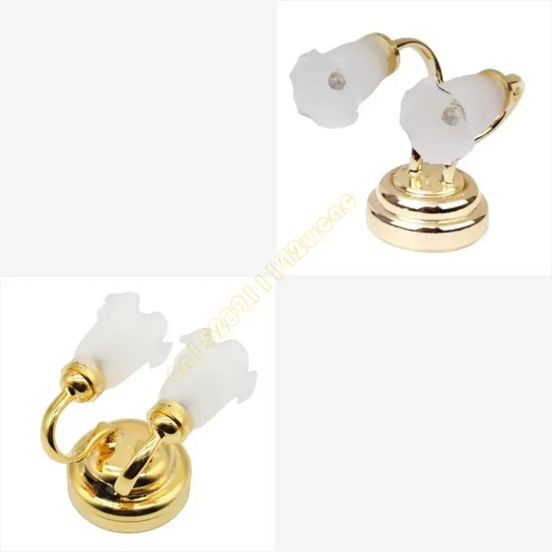 

Double Headed Wall Lamp LED Light for 1/12 Dollhouses Miniature Living Room and Bedroom Decorative Furniture Lamp DXAD