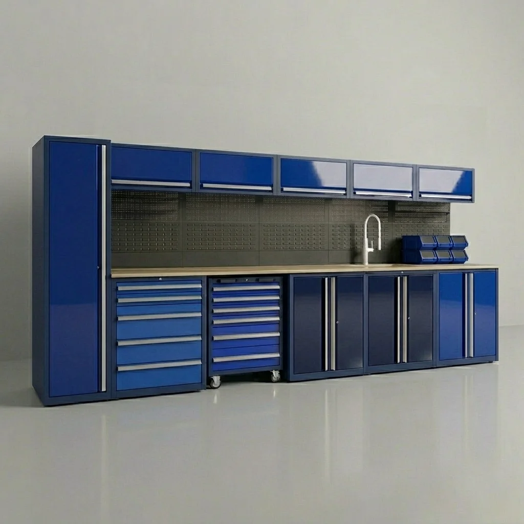 Customizable Modular Garage Storage Heavy-Duty Rolling Tool Cabinet Workstation with Drawers for Auto Repair Workshop Unit