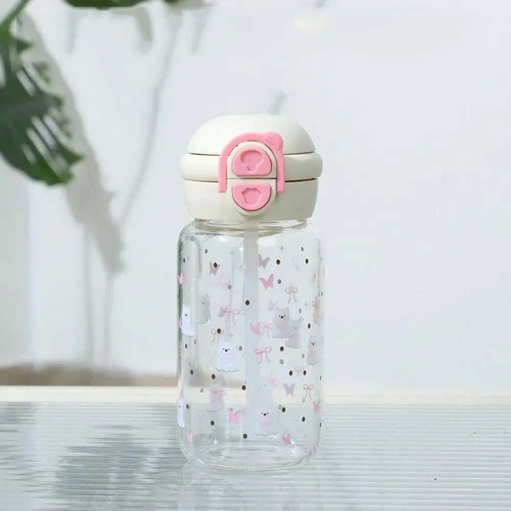 

500ml Plastic Water Bottle Bouncing Large Capacity Transparent Water Cup Straw Cup Double Drinking Cartoon Water Bottle