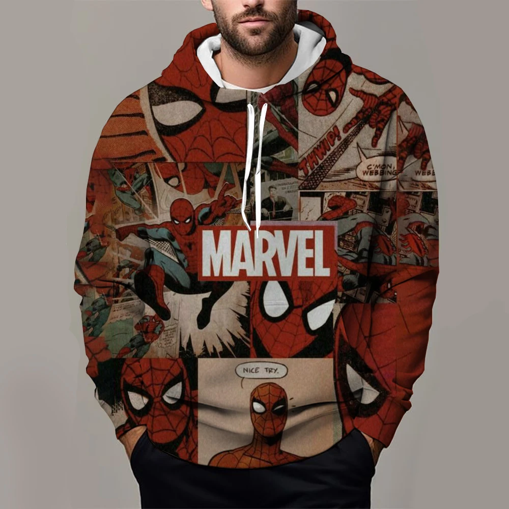 

Spiderman Men's Hoodie Superhero Men's Hoodie 3D Printing New Pullover Marvel Men's Hoodie Oversized Casual Men's Clothing