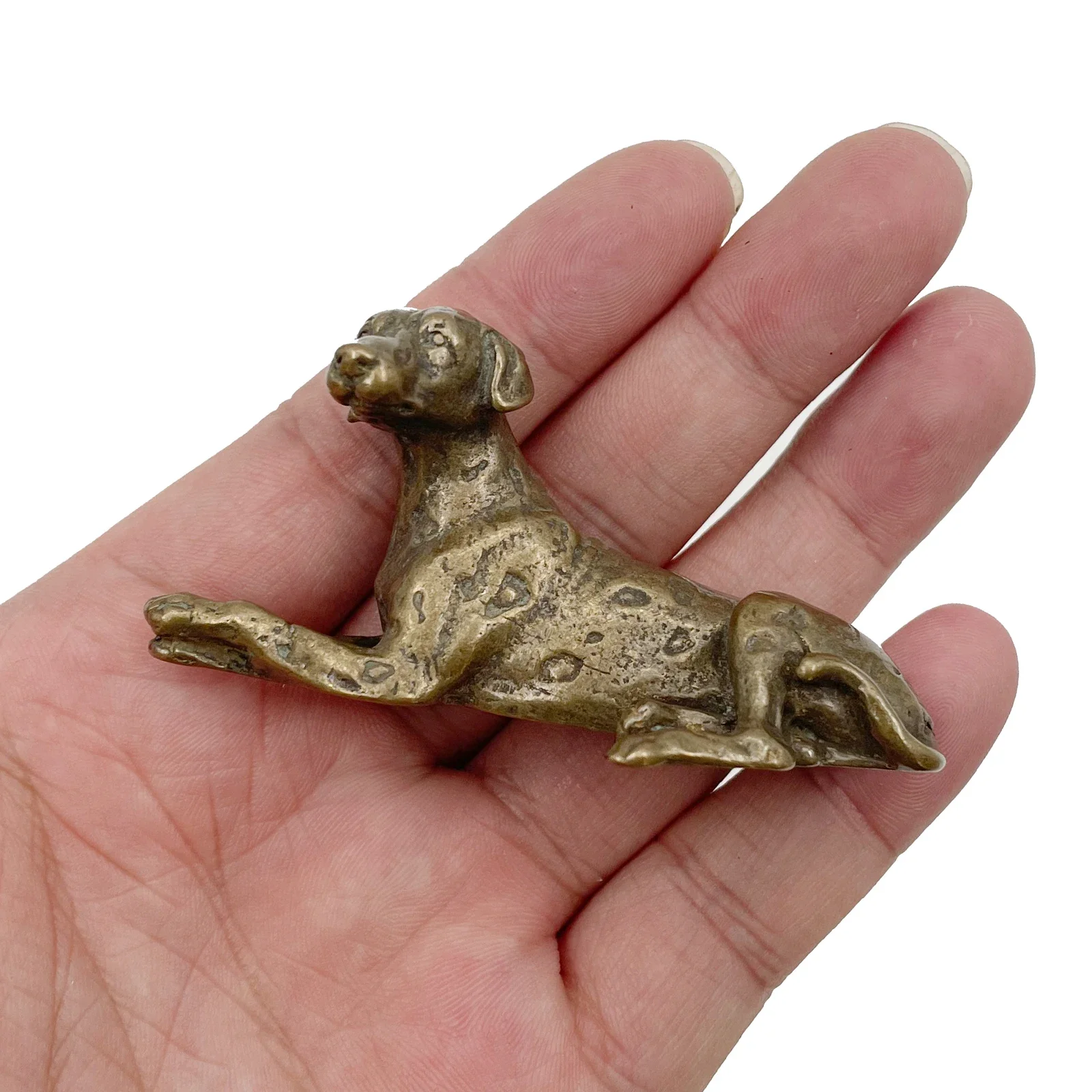 Brass Old Zodiac Dog Animal Doll Desktop Ornaments Dalmatian Tea Pet Keychain Jewelry