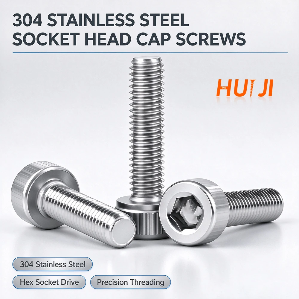 304 Stainless Steel Hexagon Hex Socket Cap Head Screws M1.4 M1.6 M2 M2.5 M3 M4 M5 M6 M8 M10 Metric Full Thread Allen Bolts