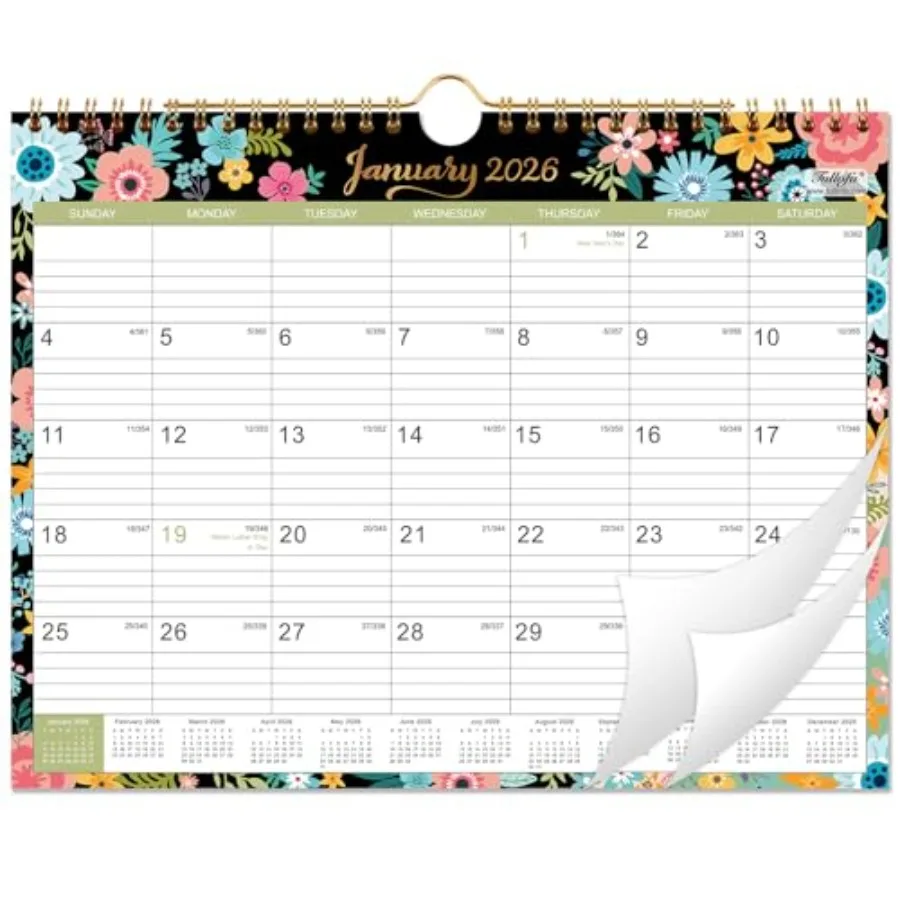 2026 Calendar 2026 Wall Calendar with 12 Months Jan. 2026 Dec. 2026 Wall Calendar with TwinWire Binding + 11
