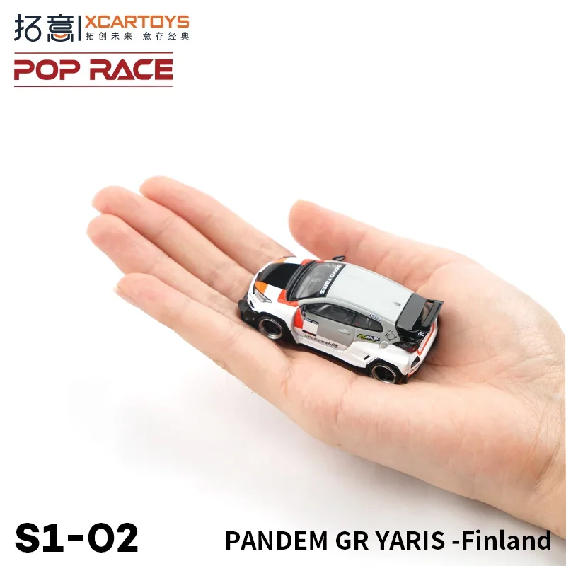 XCARTOYS POPRACE-modelo de coche de aleación fundida a presión, juguetes de regalo decorados, PANDEM GR YARIS Finland, juguetes de regalo para el Día de los niños, 1:64